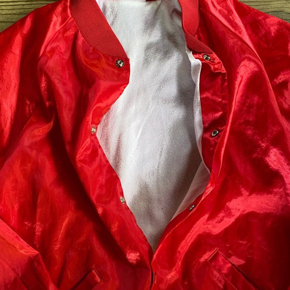 CARDINAL Vintage 50's 60's USA Made RED Satin Jacket Lined Windbreaker Sz.Large - Picture 6 of 15